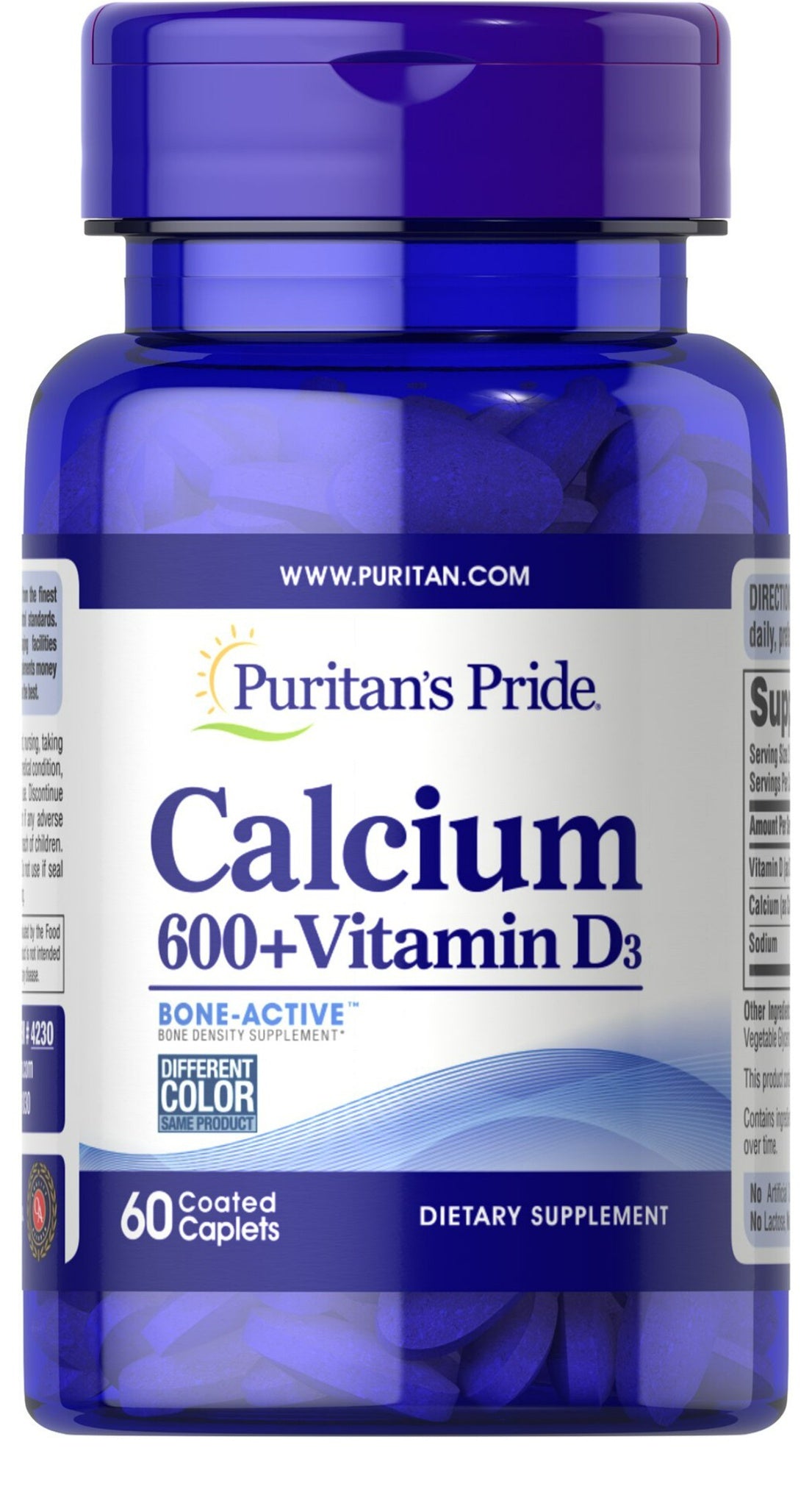 Carbonato de Calcio 600 mg + Vitamina D 125 UI – Puritans Pride Mexico