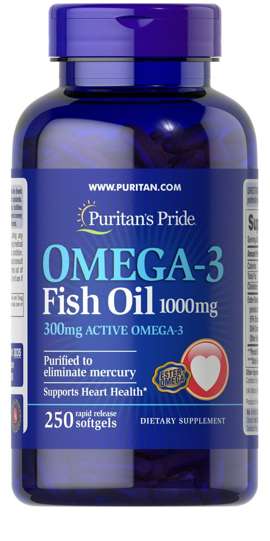 Aceite de Pescado Omega-3 1000 mg (300 mg Omega-3 Activo)