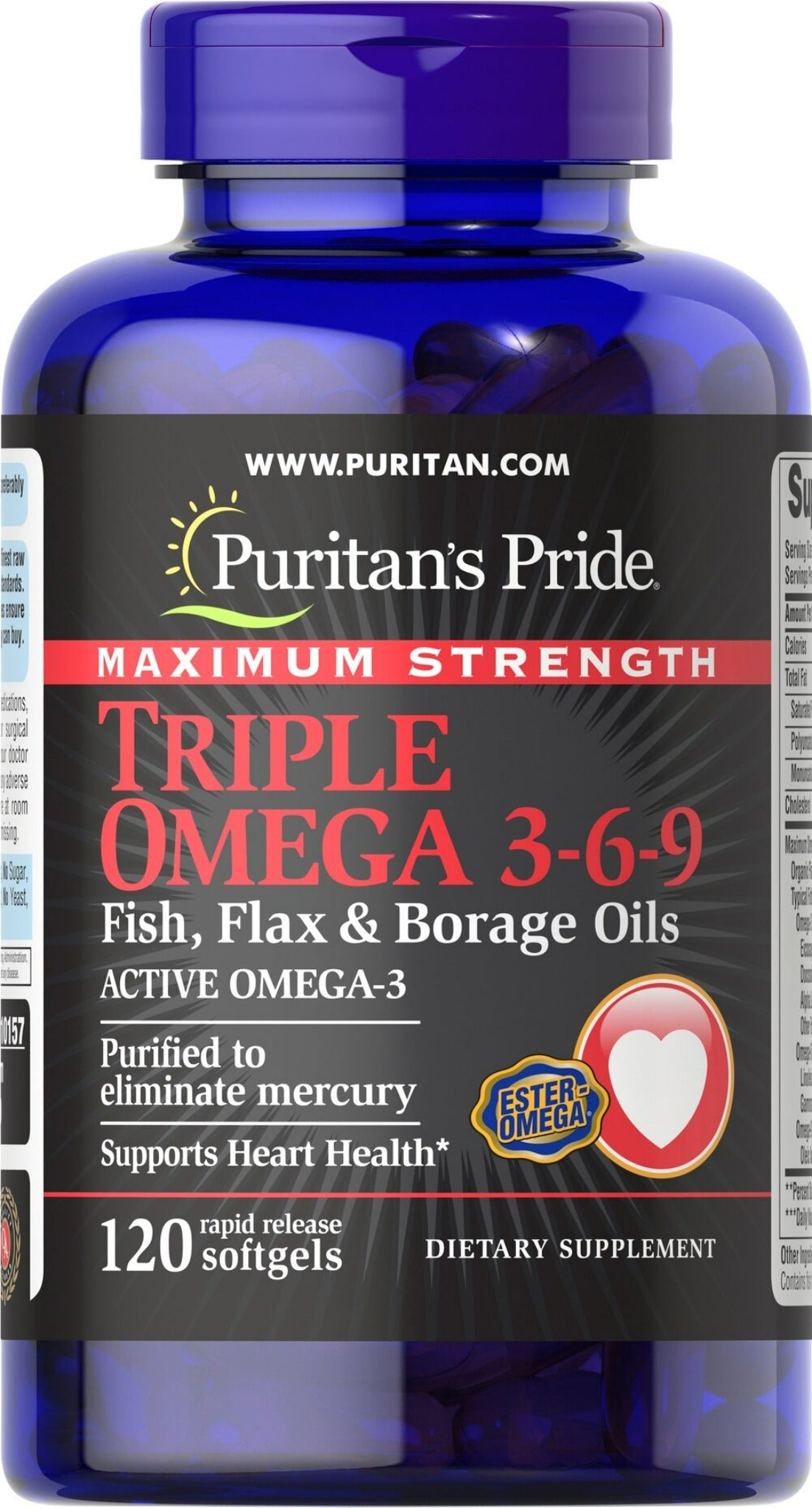 Aceites de pescado, linaza y borraja de máxima potencia Triple Omega 3-6-9