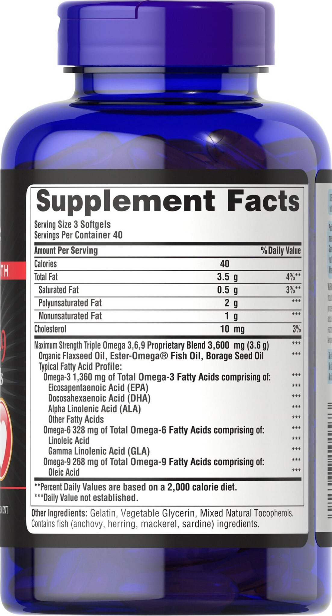 Aceites de pescado, linaza y borraja de máxima potencia Triple Omega 3-6-9