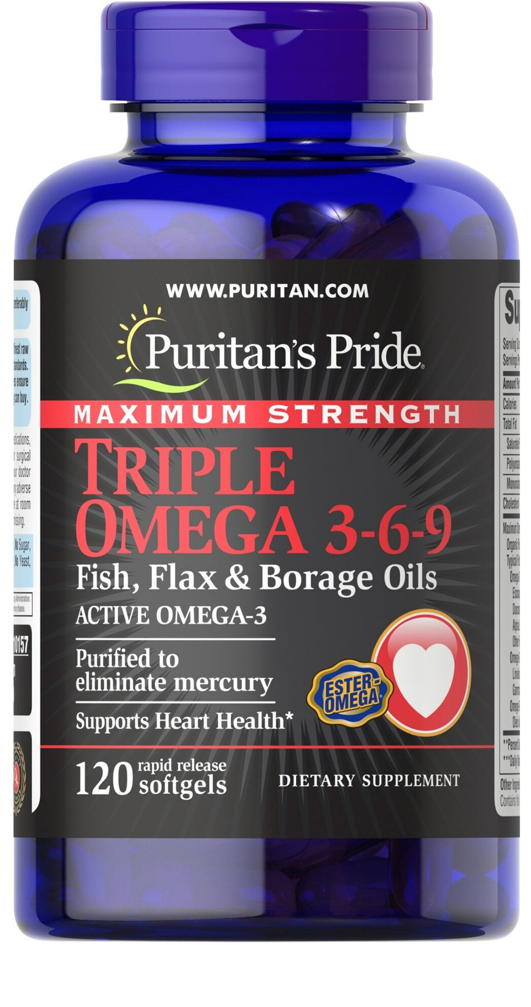 Aceites de pescado, linaza y borraja de máxima potencia Triple Omega 3-6-9