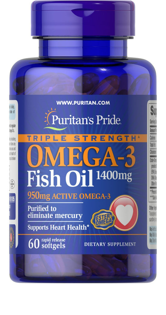 Triple Fuerza Omega-3 Aceite de Pescado 1360 mg (950 mg Activo Omega-3)
