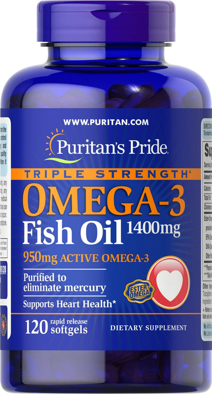 Triple Fuerza Omega-3 Aceite de Pescado 1360 mg (950 mg Activo Omega-3)