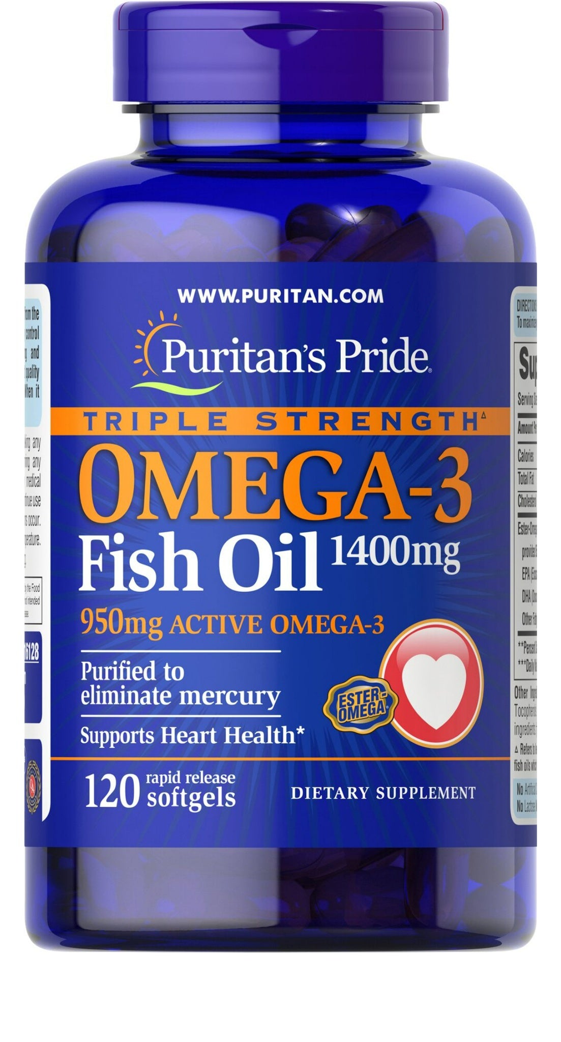 Triple Fuerza Omega-3 Aceite de Pescado 1360 mg (950 mg Activo Omega-3)