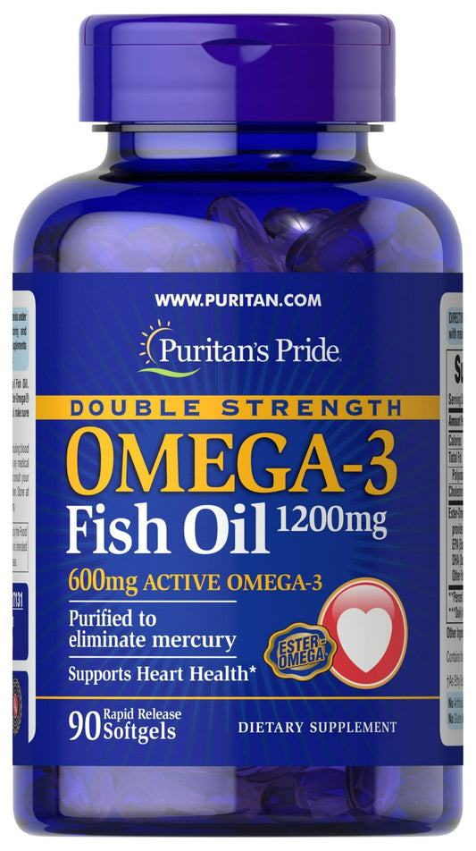 Aceite de pescado Omega-3 de doble potencia 1200 mg/600 mg Omega-3